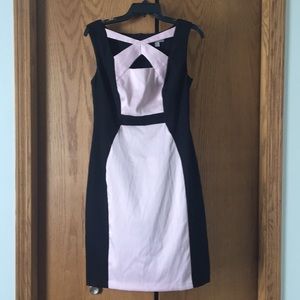 Black and pink color block dress